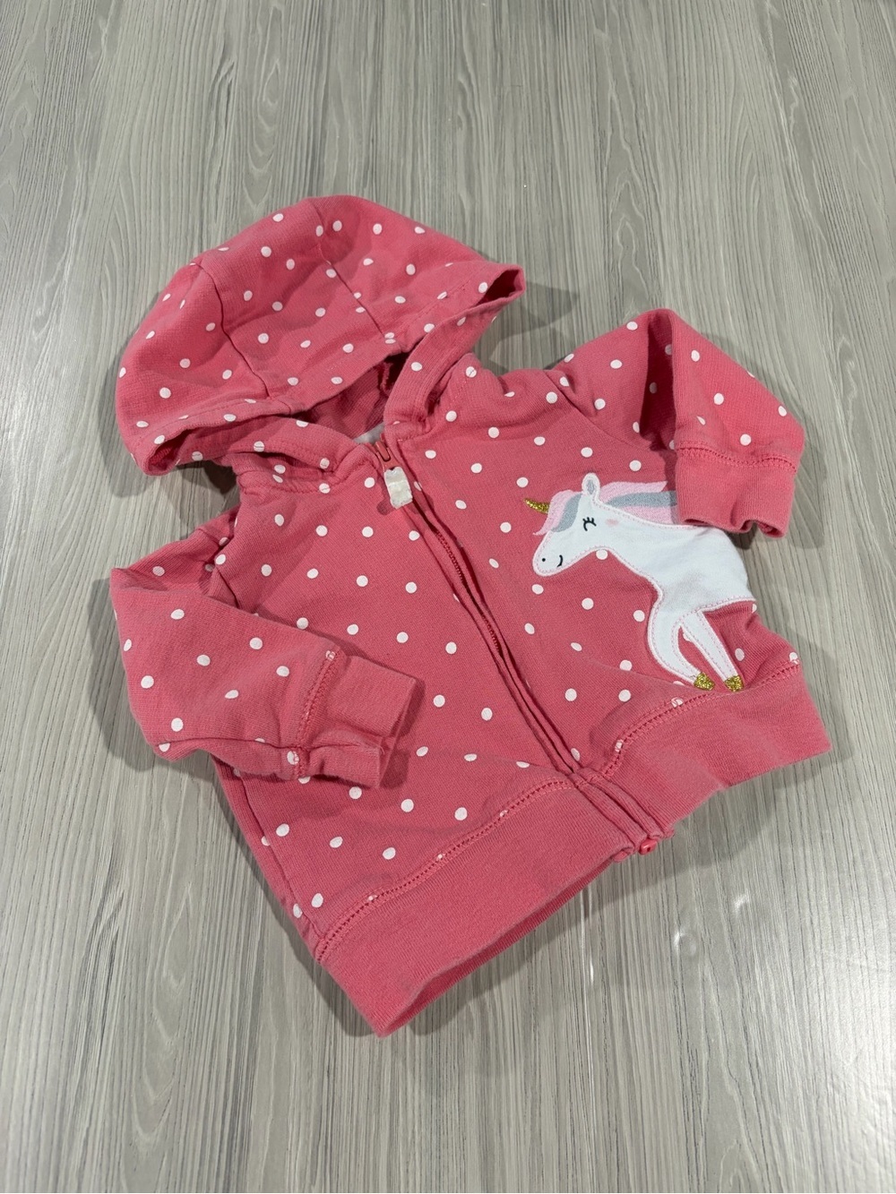 7/$20 Carter’s Infant Polka Dot Unicorn Hoodie with Zipper 100% Cotton